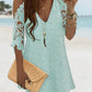 V Neck Cold Shoulder Sleeveless Lace Hem Straight Dress Vacation Dress