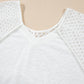 White Eyelet Patchwork High Low Hem V Neck Oversized Top