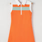 Russet Orange Colorblock Sleeveless Quarter Zip Collared Athletic Mini Dress