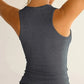 V Neck Sleeveless Knit Tank Casual High Strechy Slim Fit Top