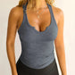 V Neck Sleeveless Knit Tank Casual High Strechy Slim Fit Top