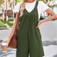 V Neck Sleeveless Waffle Romper Casual Drawstring Cargo Short Jumpsuit with Pockets