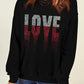 Black Rhinestone LOVE Graphic Crewneck Valentines Sweatshirt