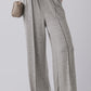 Medium Grey Central Seam Wide Leg High Waist Knit Casual Pants