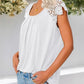 Contrast Lace Round Neck Short Sleeve Ruched Top Casual Slim Fit T Shirt