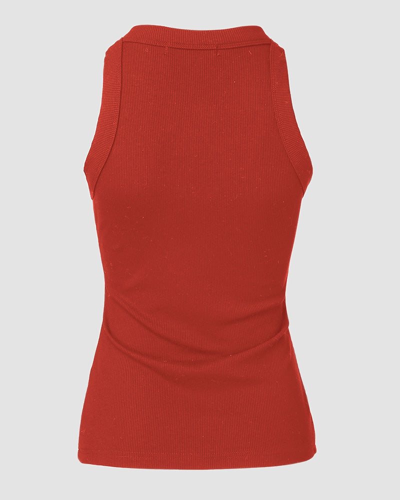 Rhinestone Contrast Sequin Keyhole Neck Sleeveless Slim Fit Elasticity Ribbed Top Elegant Tank