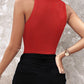 Rhinestone Contrast Sequin Keyhole Neck Sleeveless Slim Fit Elasticity Ribbed Top Elegant Tank
