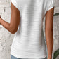 White Wavy Textured Mock Neck Cap Sleeve Top