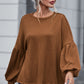 Faux Knit Jacquard Puffy Long Sleeve Top