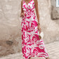 Colorblock Graphic Print Drawstring Maxi Dress