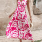 Colorblock Graphic Print Drawstring Maxi Dress