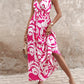 Colorblock Graphic Print Drawstring Maxi Dress