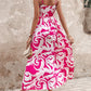Colorblock Graphic Print Drawstring Maxi Dress