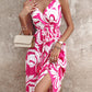 Colorblock Graphic Print Drawstring Maxi Dress