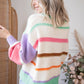 Multicolor Striped Colorblock Drop Shoulder Sweater