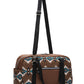 Coffee Western Aztec Print PU Leather Large Travel Duffel Bag
