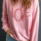 Pink LOVE Graphic Drop Shoulder Valentines Pullover Sweatshirt