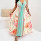 Floral Print Halter Sleeveless Maxi Dress Hollow Out Flowy A Line Vacation Dress