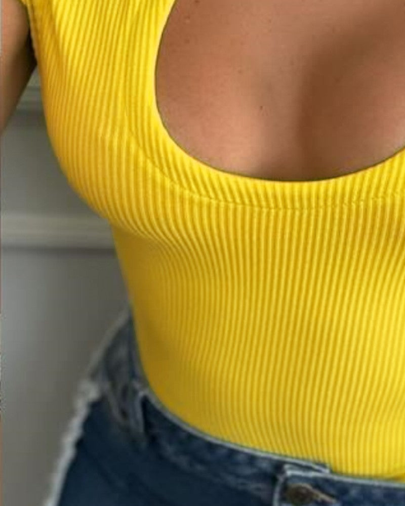 Asymmetrical Neck Short Sleeve T Shirt