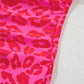 Rose Leopard Drawstring Side Tankini 2pcs Swimsuit