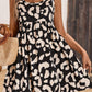 Black Leopard Print U Neck Sleeveless High Waist Dress