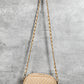 Oatmeal Chevron Stitch PU Leather Chain Strap Shoulder Bag