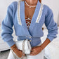 Pearls Decor Frill Hem Knit Cardigan
