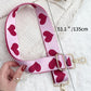 Bright Pink Heart Shape Print Adjustable Wide Bag Strap