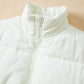 Beige  Zipper Stand Neck Oversized Puffer Vest