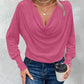 Cowl Neck Batwing Sleeve Ruched T Shirt Casual Slim Fit Top