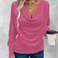 Cowl Neck Batwing Sleeve Ruched T Shirt Casual Slim Fit Top