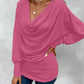 Cowl Neck Batwing Sleeve Ruched T Shirt Casual Slim Fit Top