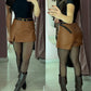 PU Casual A Line Skort with Belt