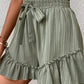 Laurel Green Textured Tie Waist Ruffle Hem Shorts
