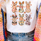 White Floral Bunny Graphic Crewneck Easter Fashion Tee
