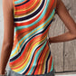 Multicolour Wavy Striped Buttoned V Neck Tank Top