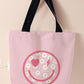 Pink Smiley Face Daisy Print Canvas Large Capacity Tote Bag