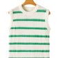 Bright Green Striped Round Neck Casual Sweater Vest