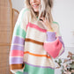 Multicolor Striped Colorblock Drop Shoulder Sweater