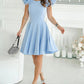 Round Neck Ruffles Short Sleeve Mini Dress Casual Slim Fit A Line Dress