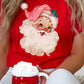 Red Christmas Santa Claus Print Crew Neck T Shirt