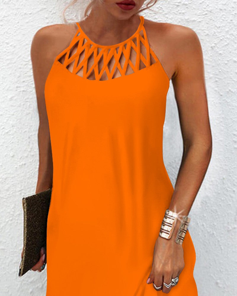 Sleeveless Hollow Out Casual Dress