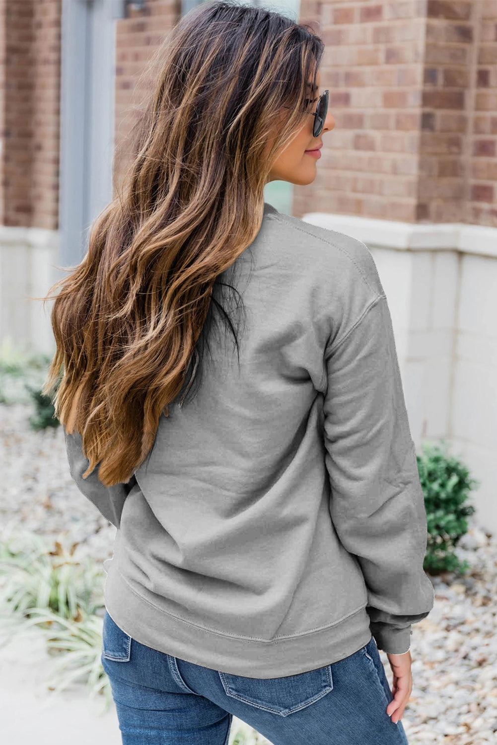 Gray Sequin Mardi Gras Lightening Graphic Pullover Sweatshirt