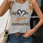 Leopard Print Heart Pattern Heart Sleeveless Tank Casual Loose Fit Top