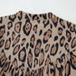 Light French Beige Oversized Leopard Print Balloon Sleeve Casual Shirt