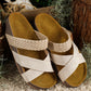 Beige Braided Detail Criss Cross Platform Slippers
