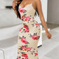 Lace Trim Spaghetti Strap Floral Print Dress