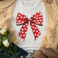 White Heart Bow Printed Crewneck Valentines T Shirt
