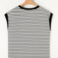 Black Stripe Chest Pocket Patch Round Neck Tank Top