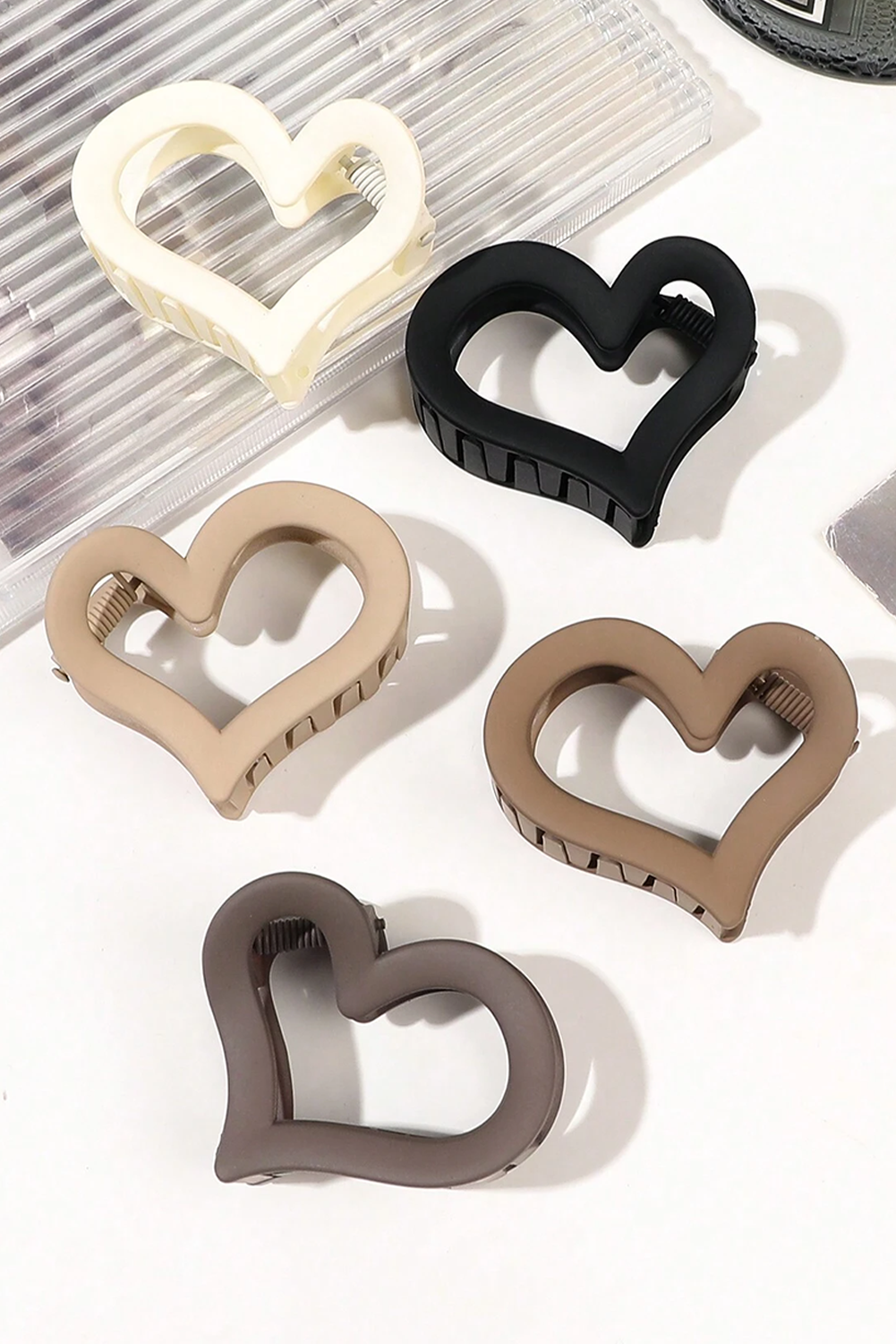 Black Cutout Heart Shape Frosted Small Hair Clip